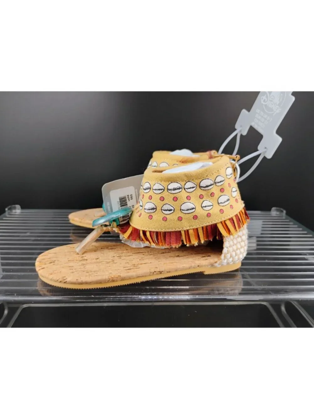 Disney Moana Cork Sole Toddler Sandals With Fringe & Beaded Design Size 7/8
